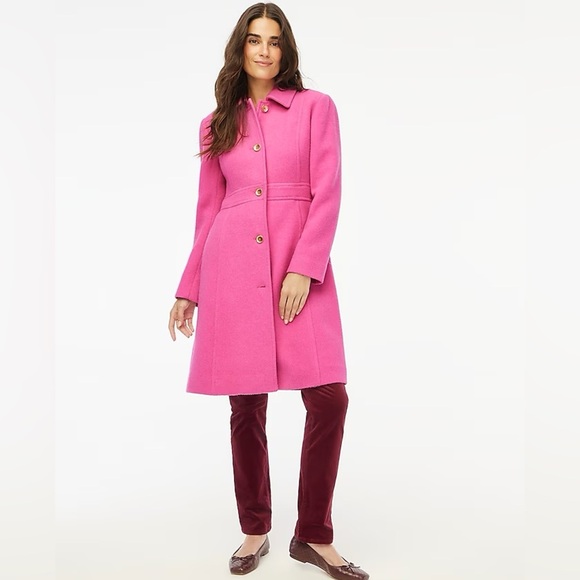 NWT J. Crew Wool-blend lady day coat in Dusty Bloom Pink Peacoat Size 00 - Picture 1 of 11